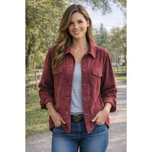 Croft & Barrow Women’s 2X Ruby Red Lightweight JCasual Shirt Jacket Plus Size